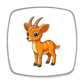 Antilope Niedliche Maskottchen Zeichentrickfigur Kawaii - Viereckiger Kühlschrankmagnet - Weiß - Vorne