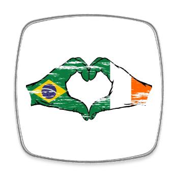 Brésil Irlande Drapeau Aiguilles Coeur Forme Utilisé - Magnet carré - blanc - Devant