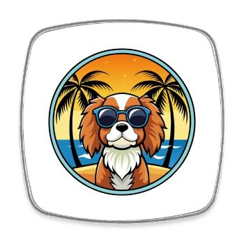 Cavalier King Charles Spaniel Race Chien Dessin animé - Magnet carré - blanc - Devant