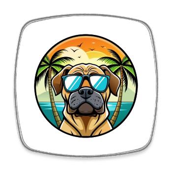 Englische Dogge Hund Rasse Cartoon Sonnenbrille Strand - Viereckiger Kühlschrankmagnet - Weiß - Vorne