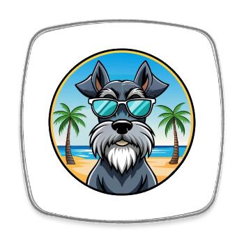 Riesenschnauzer Hunderasse Cartoon Sonnenbrille Strand - Viereckiger Kühlschrankmagnet - Weiß - Vorne