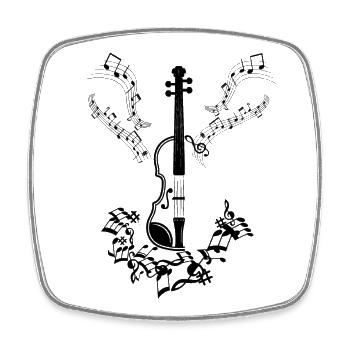 Notes de Musique Musiciens Clefs Partitions - Magnet carré - blanc - Devant