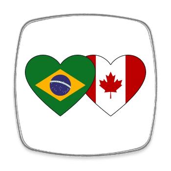 Brésil Canada Drapeau Coeur - Magnet carré - blanc - Devant