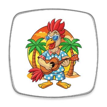 Lustige Hahn Sommer Strand Sonnenbrille Hawaiianisch - Viereckiger Kühlschrankmagnet - Weiß - Vorne