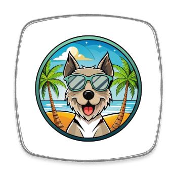 Gull Terrier Chien Race Dessin Animé Lunettes De Soleil Plage - Magnet carré - blanc - Devant