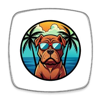 Französisch Bordeaux Mastiff Hunderasse Cartoon Strand - Viereckiger Kühlschrankmagnet - Weiß - Vorne
