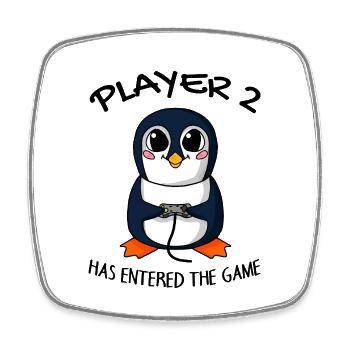 Second baby player 2 baby penguin pregnant - Square fridge magnet - white - Front