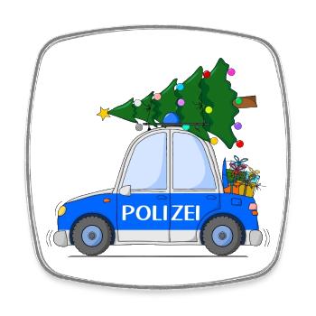 Polizeiauto Weihnachten - Viereckiger Kühlschrankmagnet - Weiß - Vorne