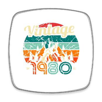 Vintage 1980 Retro 80s Birthday Bday - Viereckiger Kühlschrankmagnet - Weiß - Vorne