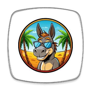 Esel Lustige Cartoon Sommer Strand Sonnenbrille Cool - Viereckiger Kühlschrankmagnet - Weiß - Vorne