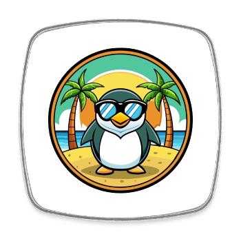 Pinguin Lustige Cartoon Sommer Strand Sonnenbrille Cool - Viereckiger Kühlschrankmagnet - Weiß - Vorne