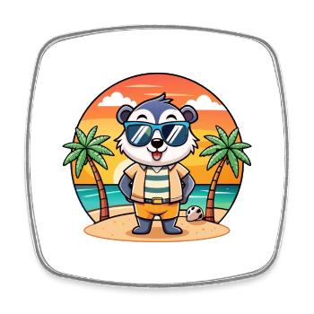 Dachs Lustige Cartoon Sommer Strand Sonnenbrille - Viereckiger Kühlschrankmagnet - Weiß - Vorne
