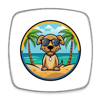 Pointer Dog Breed Cartoon Sunglasses Beach - Square fridge magnet - white - Front