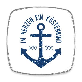 Im Herzen ein Küstenkind - Viereckiger Kühlschrankmagnet - Weiß - Vorne
