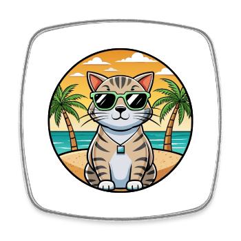 Schottische Falte Kurzhaarkatze Rasse Cartoon Strand - Viereckiger Kühlschrankmagnet - Weiß - Vorne
