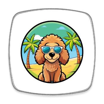 Spielzeug Pudel Hund Rasse Cartoon Sonnenbrille Strand - Viereckiger Kühlschrankmagnet - Weiß - Vorne