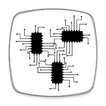 électricien électricien électronique électrique profession tension CPU - Magnet carré - blanc - Devant
