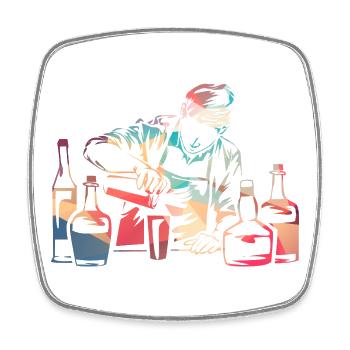 Stilvoller Cocktailmixer Barkeeper - Viereckiger Kühlschrankmagnet - Weiß - Vorne