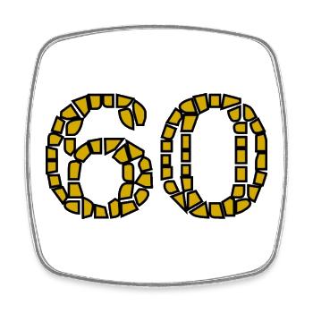 60. 60 ANS. 60e ANNIVERSAIRE. ANNIVERSAIRE 60 ANS. - Magnet carré - blanc - Devant
