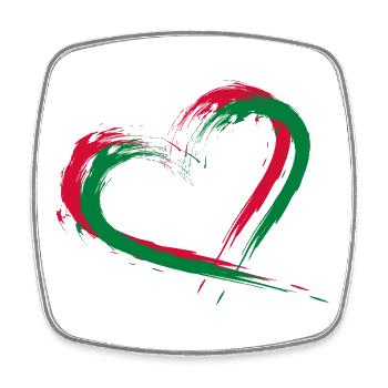 Herz Bürste Flagge der Malediven - Viereckiger Kühlschrankmagnet - Weiß - Vorne