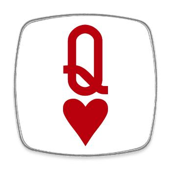 Carte à jouer au poker - Queen of Hearts - Magnet carré - blanc - Devant