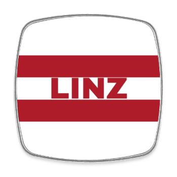La ville de Linz sous pavillon autrichien - Magnet carré - blanc - Devant