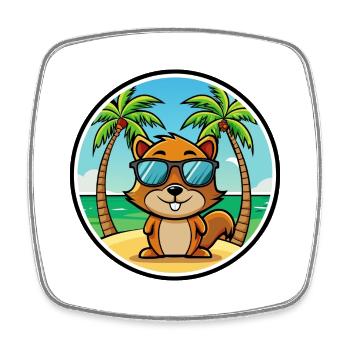 Écureuil Drôle Dessin Animé Plage Été Lunettes de soleil - Magnet carré - blanc - Devant