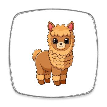 Alpaka Niedliche Maskottchen Zeichentrickfigur Kawaii - Viereckiger Kühlschrankmagnet - Weiß - Vorne