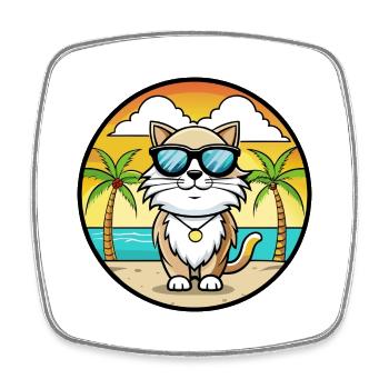 Birma Heilige Katzenrasse Cartoon Sonnenbrille Strand - Viereckiger Kühlschrankmagnet - Weiß - Vorne