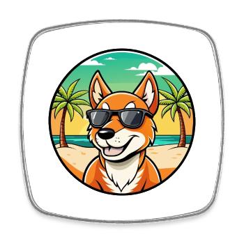 Dingo Hund Rasse Cartoon Sonnenbrille Strand - Viereckiger Kühlschrankmagnet - Weiß - Vorne