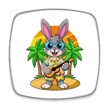 Lunettes de soleil de plage d’été de dessin animé de lapin drôle - Magnet carré - blanc - Devant