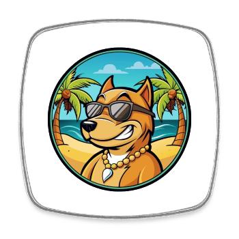 Cordoba Fighting Dog Breed Cartoon Sunglass Beach - Square fridge magnet - white - Front