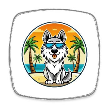 Carpathian Shepherd Dog Breed Cartoon Sunglasses - Square fridge magnet - white - Front
