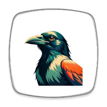 Crow Cartoon Character Colorful Pet Animal - Square fridge magnet - white - Front