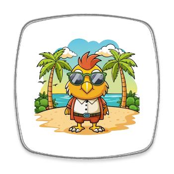 Lunettes de soleil Hawk Funny Cartoon Summer Beach - Magnet carré - blanc - Devant