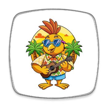 Lustige Wachtel Sommer Strand Sonnenbrille Hawaiianisch - Viereckiger Kühlschrankmagnet - Weiß - Vorne