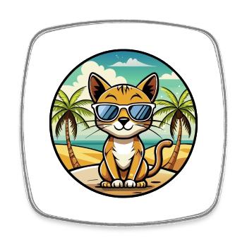 Chausie Katzenrasse Cartoon Sonnenbrille Strand - Viereckiger Kühlschrankmagnet - Weiß - Vorne
