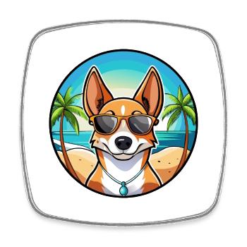 Basenji Hunderasse Cartoon Sonnenbrille Strand - Viereckiger Kühlschrankmagnet - Weiß - Vorne