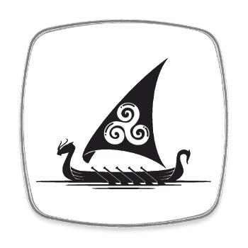 Viking Ship Triskel Sail - Square fridge magnet - white - Front