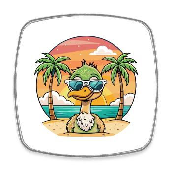 Strauß lustige Cartoon Sommer Strand Sonnenbrille - Viereckiger Kühlschrankmagnet - Weiß - Vorne