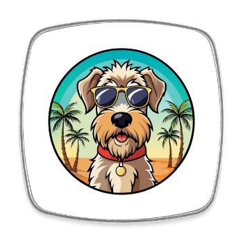 Weich beschichtete Wheaten Terrier Hunderasse Karikatur - Viereckiger Kühlschrankmagnet - Weiß - Vorne