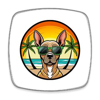 Inka Unbehaarte Hunderasse Cartoon Sonnenbrille Strand - Viereckiger Kühlschrankmagnet - Weiß - Vorne