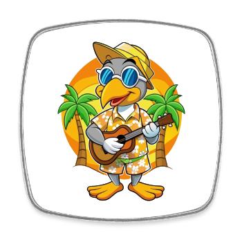 Lustige Pelikan Sommer Strand Sonnenbrille Hawaiianisch - Viereckiger Kühlschrankmagnet - Weiß - Vorne