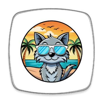 Australische Nebelkatzenrasse Cartoon Sonnenbrille Strand - Viereckiger Kühlschrankmagnet - Weiß - Vorne