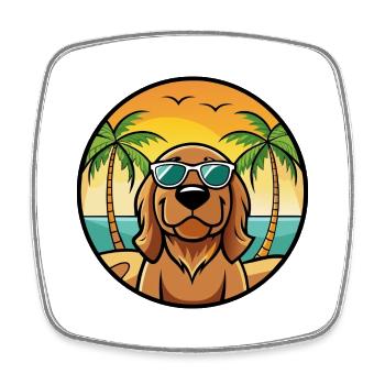 Bloodhound Hund Rasse Cartoon Sonnenbrille Strand - Viereckiger Kühlschrankmagnet - Weiß - Vorne
