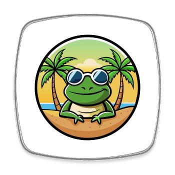 Frosch Lustige Cartoon Sommer Strand Sonnenbrille Aufkleber - Viereckiger Kühlschrankmagnet - Weiß - Vorne