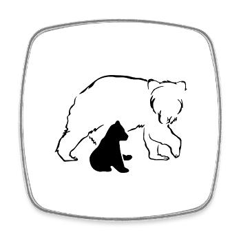 Ours ours ours brun mère bébé nature forêt amour - Magnet carré - blanc - Devant