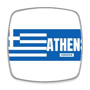 Ville d’Athènes avec drapeau grec - Magnet carré - blanc - Devant