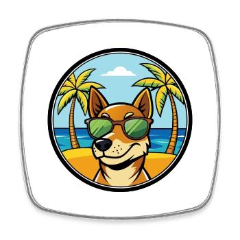 Serbischer dreifarbiger Laufhund Rasse Cartoon Strand - Viereckiger Kühlschrankmagnet - Weiß - Vorne