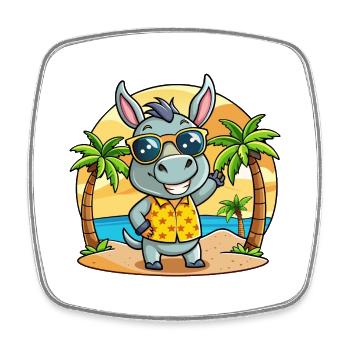 Esel Lustige Cartoon Sommer Strand Sonnenbrille - Viereckiger Kühlschrankmagnet - Weiß - Vorne